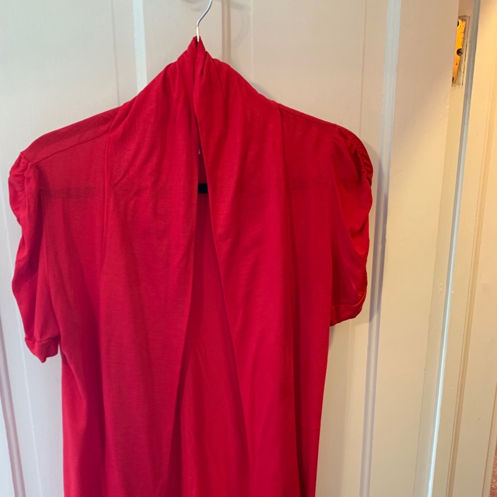 Red cardigan